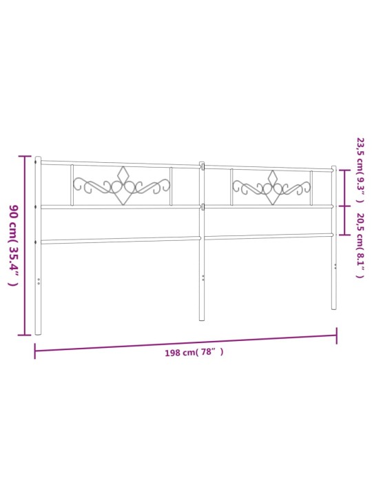 Metallinen sängynpääty musta 193 cm