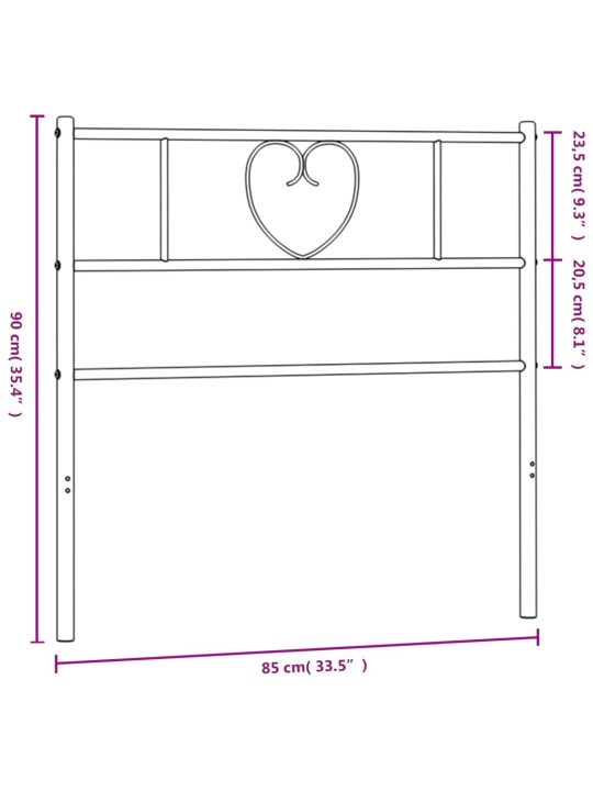 Metallinen sängynpääty musta 80 cm