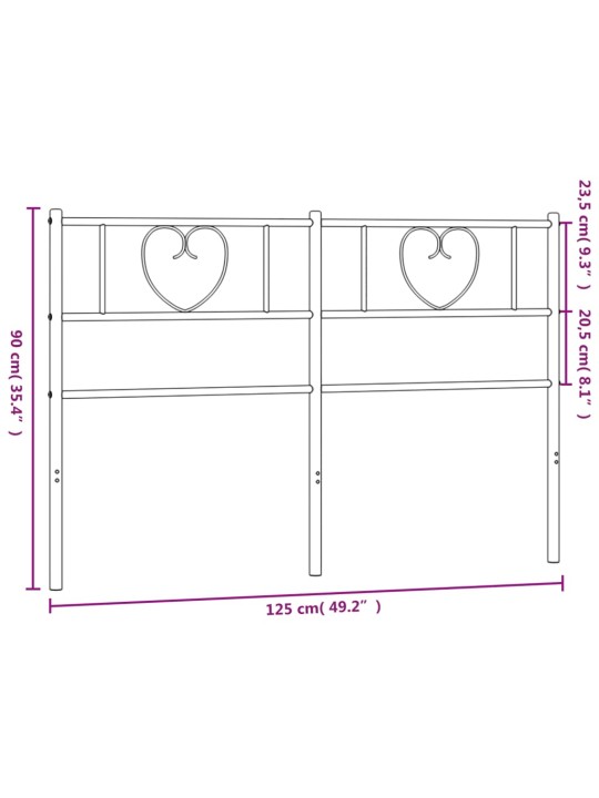 Metallinen sängynpääty musta 120 cm