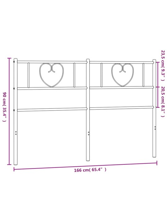 Metallinen sängynpääty musta 160 cm