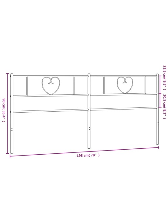 Metallinen sängynpääty musta 193 cm