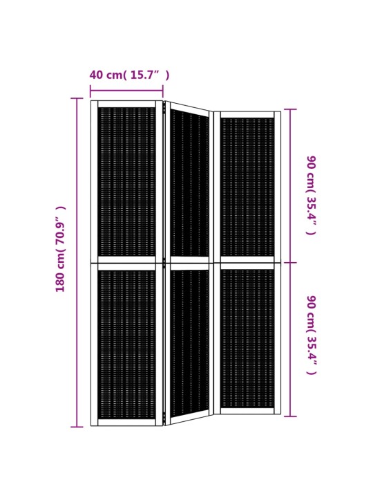 3-Paneelinen tilanjakaja ruskea täysi keisaripuu