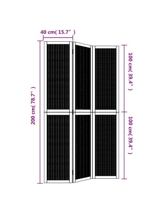 3-Paneelinen tilanjakaja ruskea täysi keisaripuu