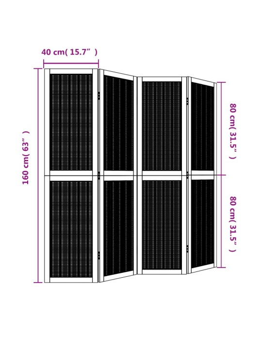 4-Paneelinen tilanjakaja ruskea täysi keisaripuu