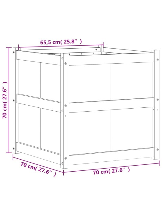 Ulkokukkalaatikko vahanruskea 70x70x70 cm täysi mänty