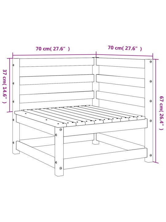 Puutarhansohvan kulmapalat 2 kpl 70x70x67 cm täysi mänty