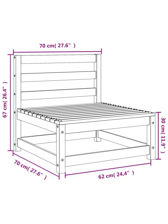 Käsinojaton puutarhansohva 70x70x67 cm täysi mänty