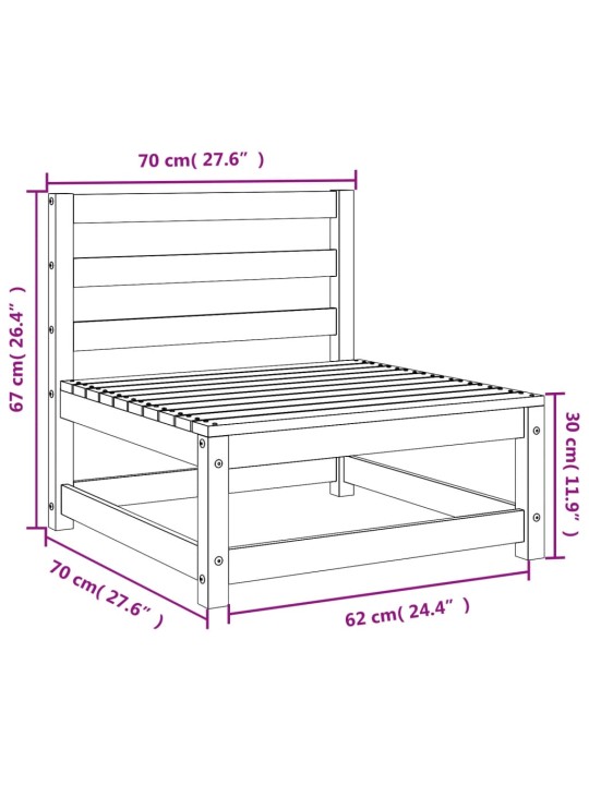 Käsinojaton puutarhansohva 2 kpl 70x70x67 cm täysi mänty