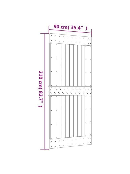 Liukuovi asennustarvikkeineen 90x210 cm täysi mänty