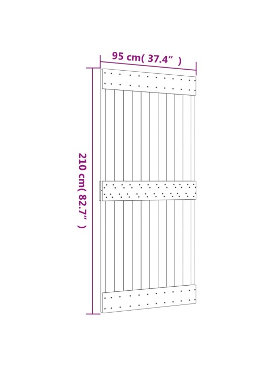 Liukuovi asennustarvikkeineen 95x210 cm täysi mänty