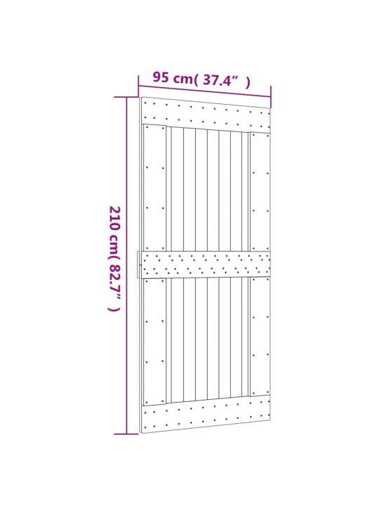 Liukuovi asennustarvikkeineen 95x210 cm täysi mänty