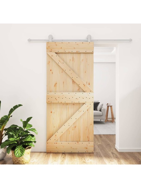 Liukuovi asennustarvikkeineen 90x210 cm täysi mänty