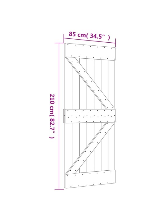 Liukuovi asennustarvikkeineen 85x210 cm täysi mänty