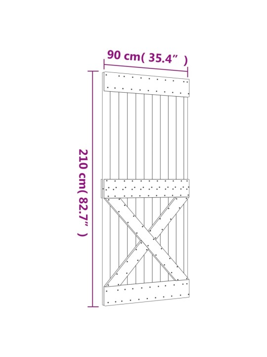 Liukuovi asennustarvikkeineen 90x210 cm täysi mänty