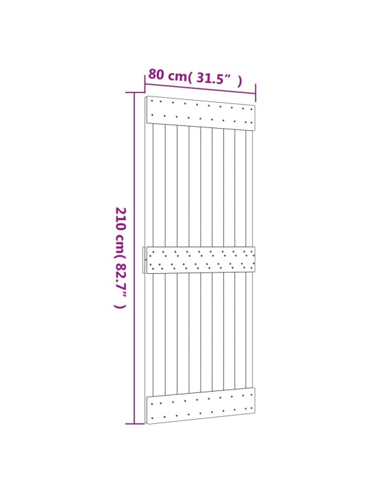 Liukuovi asennustarvikkeineen 80x210 cm täysi mänty