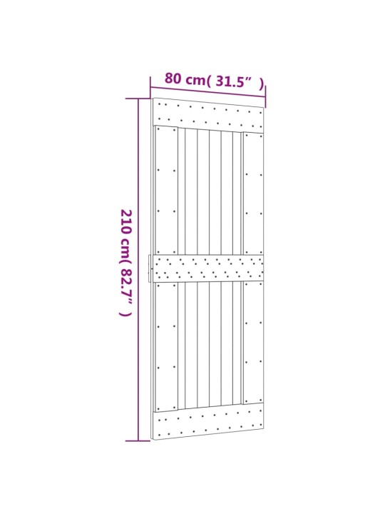 Liukuovi asennustarvikkeineen 80x210 cm täysi mänty