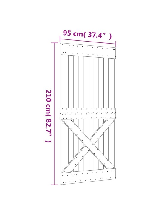 Liukuovi asennustarvikkeineen 95x210 cm täysi mänty