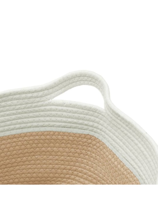 Säilytyskori beige ja valkoinen Ø40x25 cm puuvilla