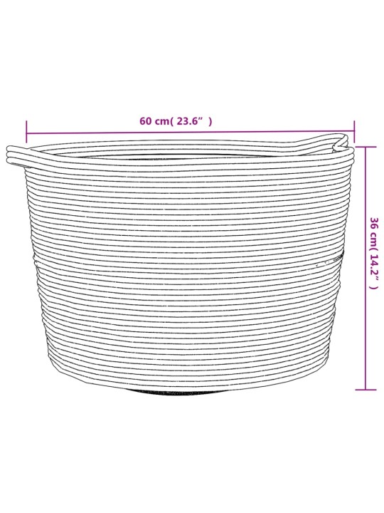 Pyykkikori ruskea ja valkoinen Ø60x36 cm puuvilla