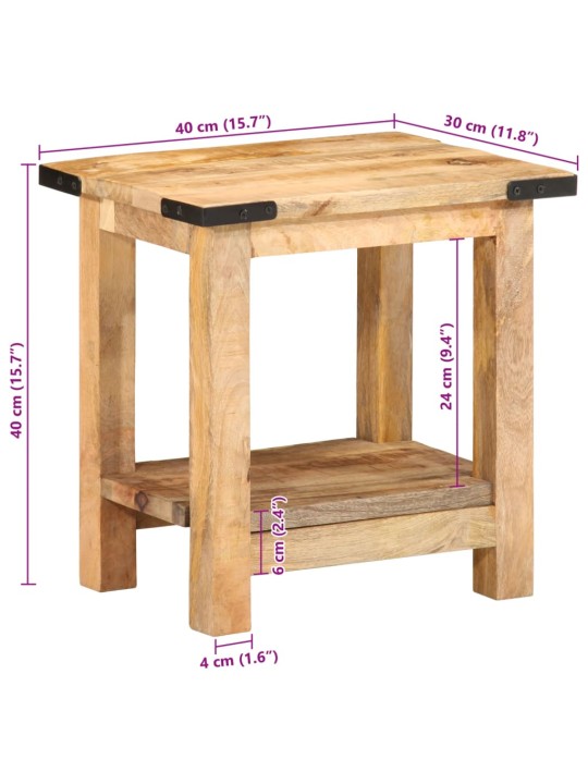Sivupöytä 40x30x40 cm täysi karkea mangopuu