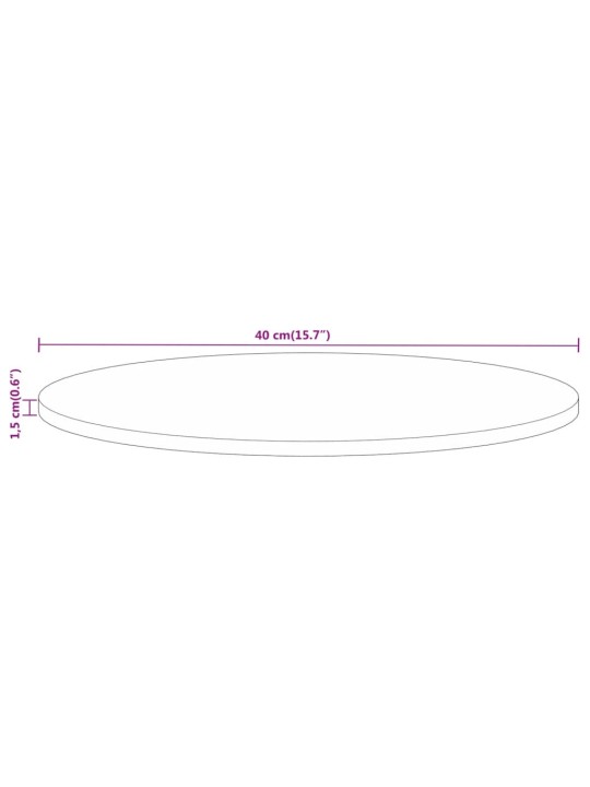 Pöytälevy Ø 40x1,5 cm pyöreä karkea täysi mangopuu