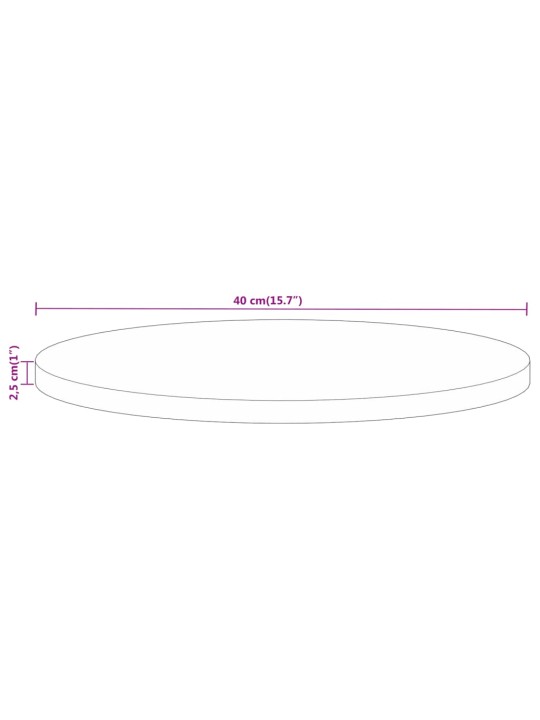 Pöytälevy Ø 40x2,5 cm pyöreä karkea täysi mangopuu