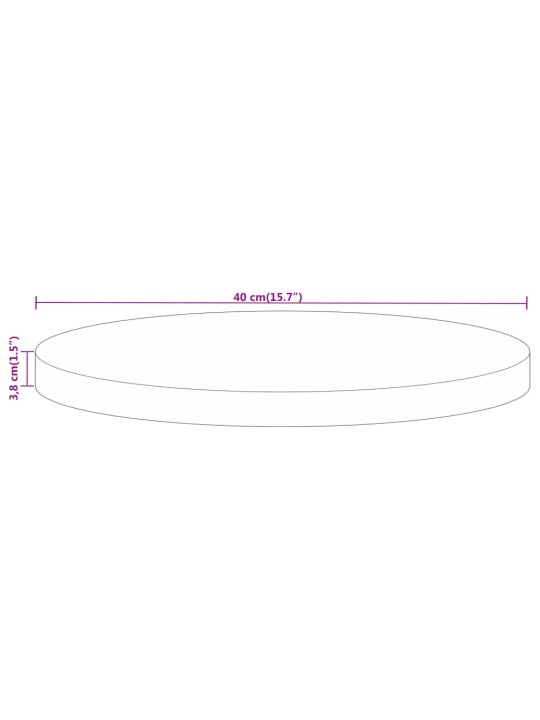 Pöytälevy Ø 40x3,8 cm pyöreä karkea täysi mangopuu