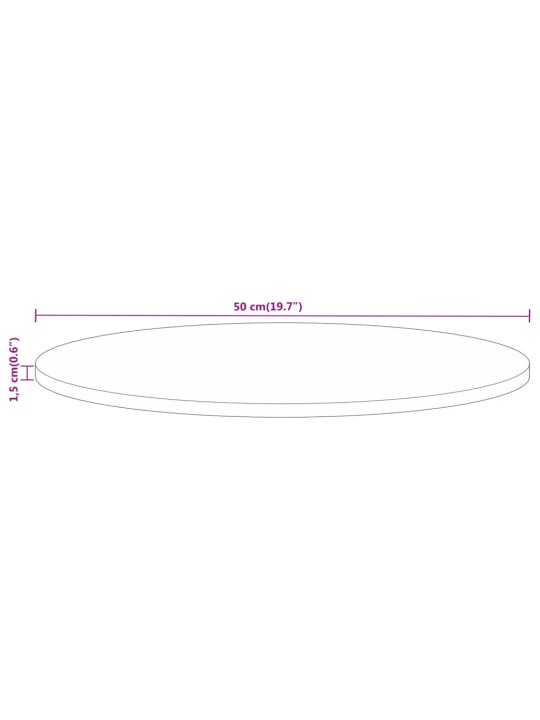 Pöytälevy Ø 50x1,5 cm pyöreä karkea täysi mangopuu