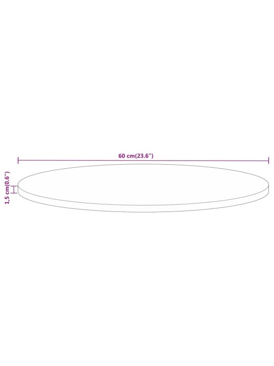 Pöytälevy Ø 60x1,5 cm pyöreä karkea täysi mangopuu