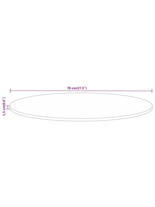 Pöytälevy Ø 70x1,5 cm pyöreä karkea täysi mangopuu