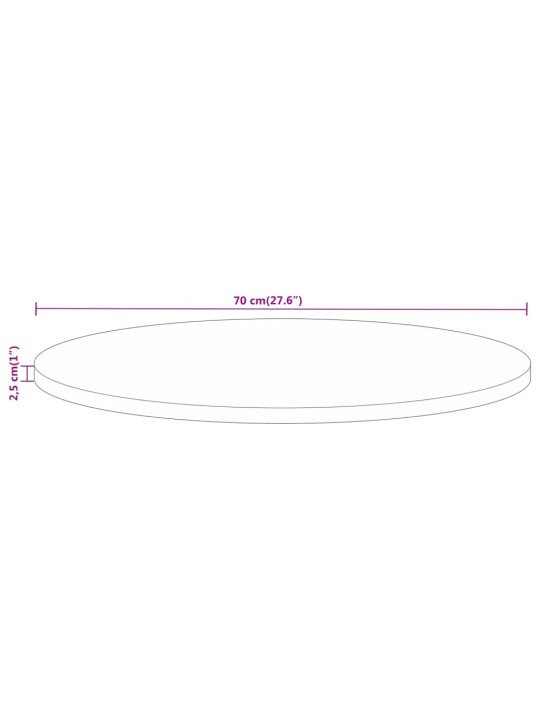 Pöytälevy Ø 70x2,5 cm pyöreä karkea täysi mangopuu