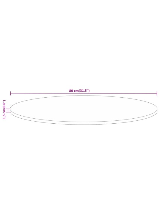 Pöytälevy Ø 80x1,5 cm pyöreä karkea täysi mangopuu