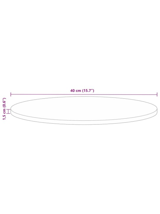 Pöytälevy Ø 40x1,5 cm pyöreä kierrätetty täyspuu