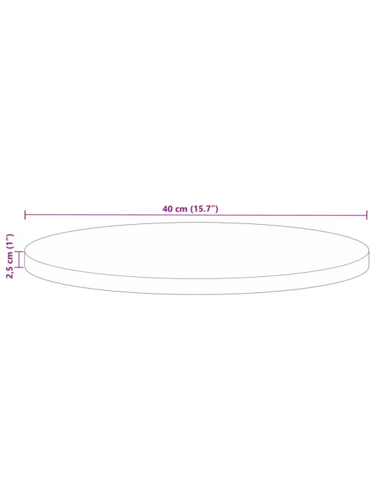 Pöytälevy Ø 40x2,5 cm pyöreä kierrätetty täyspuu