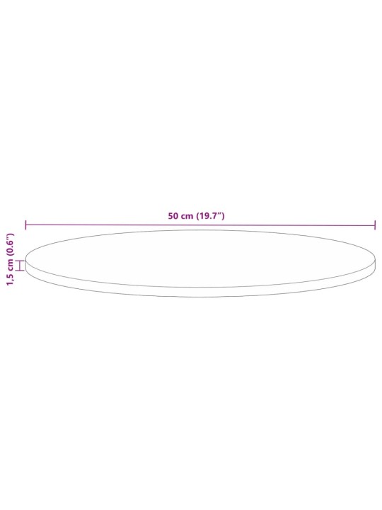 Pöytälevy Ø 50x1,5 cm pyöreä kierrätetty täyspuu