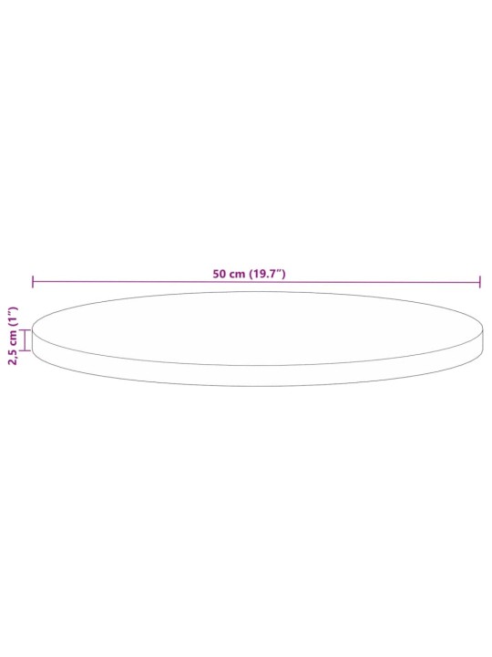 Pöytälevy Ø 50x2,5 cm pyöreä kierrätetty täyspuu