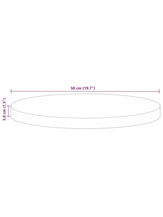 Pöytälevy Ø 50x3,8 cm pyöreä kierrätetty täyspuu