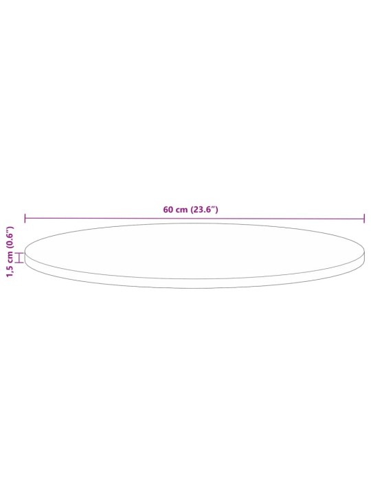 Pöytälevy Ø 60x1,5 cm pyöreä kierrätetty täyspuu