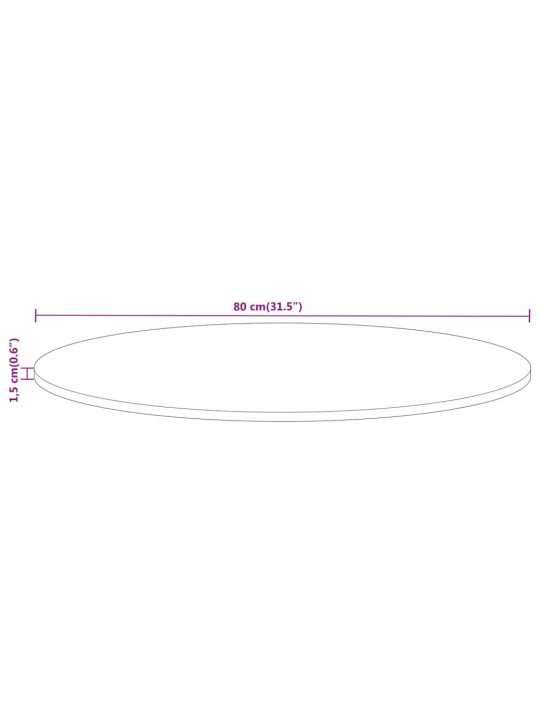 Pöytälevy Ø 80x1,5 cm pyöreä kierrätetty täyspuu