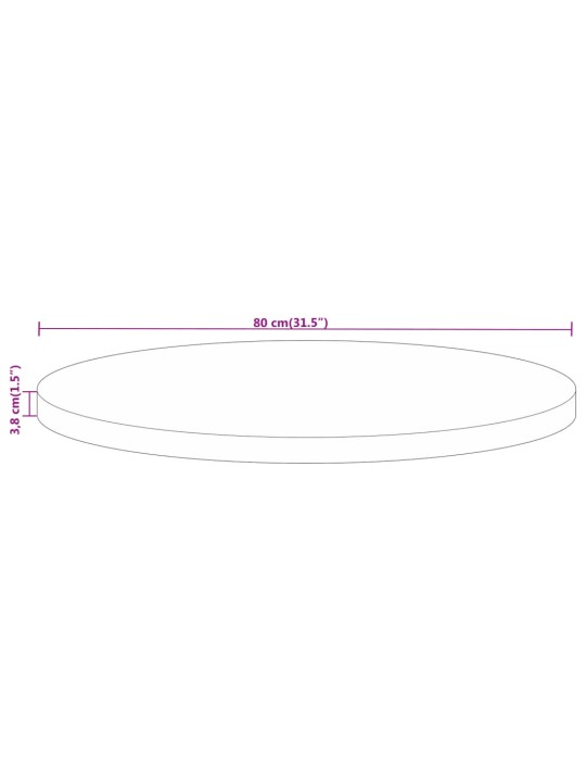 Pöytälevy Ø 80x3,8 cm pyöreä kierrätetty täyspuu