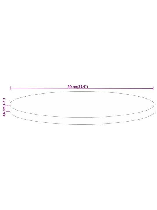 Pöytälevy Ø 90x3,8 cm pyöreä kierrätetty täyspuu