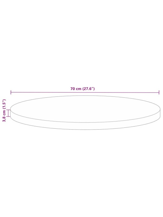 Pöytälevy Ø 70x3,8 cm pyöreä kierrätetty täyspuu