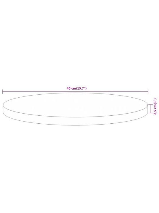 Pöytälevy Ø40x2,5 cm pyöreä täysi akasiapuu