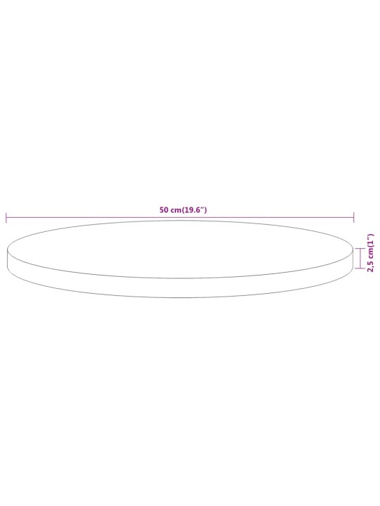 Pöytälevy Ø50x2,5 cm pyöreä täysi akasiapuu