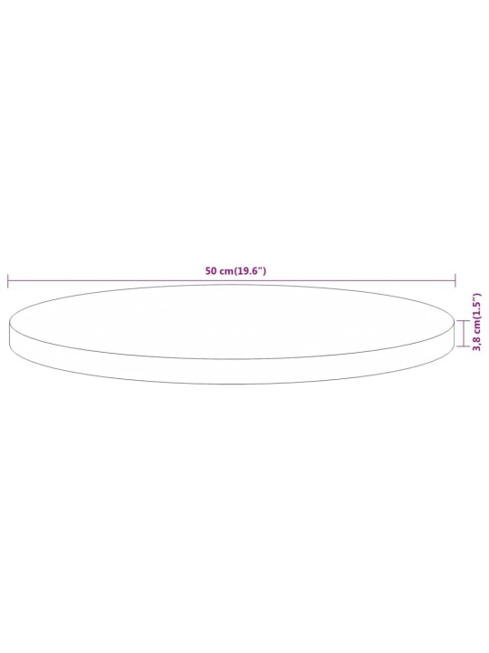 Pöytälevy Ø50x3,8 cm pyöreä täysi akasiapuu