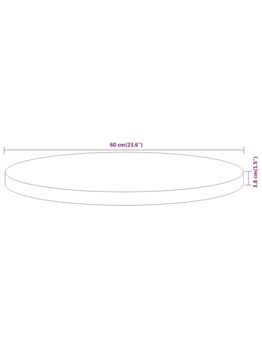 Pöytälevy Ø60x3,8 cm pyöreä täysi akasiapuu