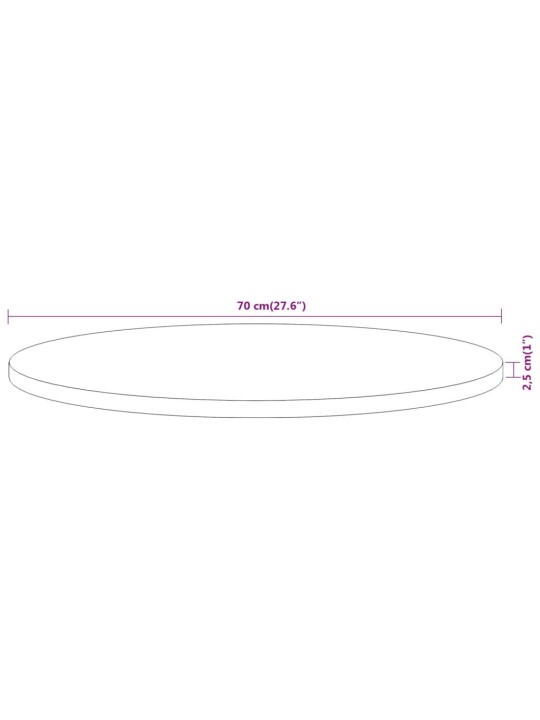 Pöytälevy Ø70x2,5 cm pyöreä täysi akasiapuu