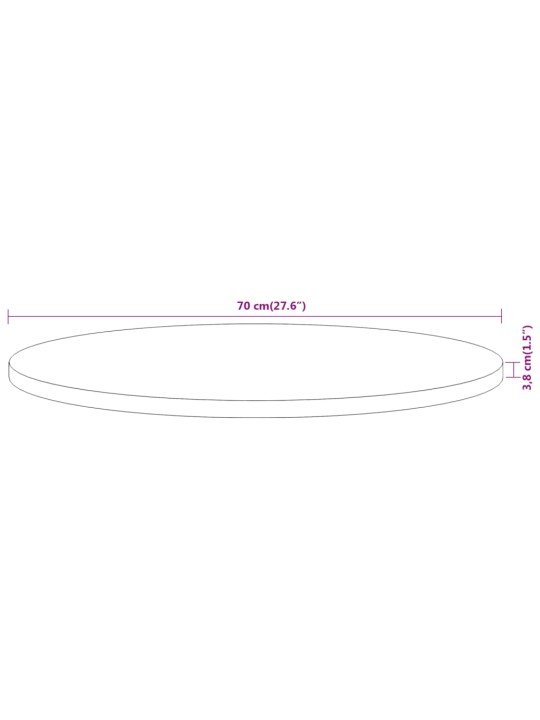 Pöytälevy Ø70x3,8 cm pyöreä täysi akasiapuu