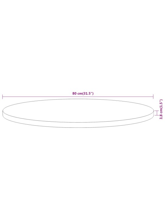 Pöytälevy Ø80x3,8 cm pyöreä täysi akasiapuu