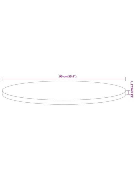Pöytälevy ø90x3,8 cm pyöreä täysi akasiapuu